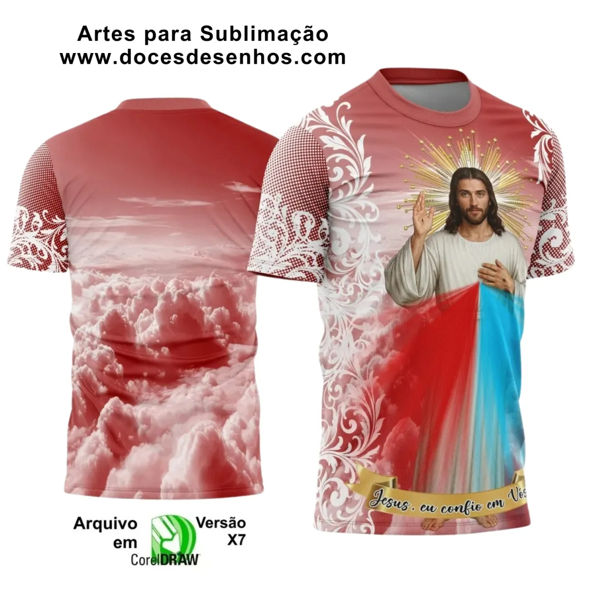 Camiseta de Religião: Jesus Misericordioso na Estampa Camiseta de Religião: Jesus Misericordioso na Estampa