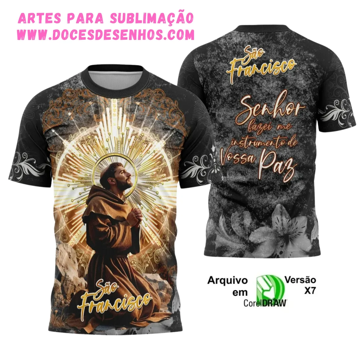Estampa Camisa Religiosa São Francisco 2025 – Arte Digital