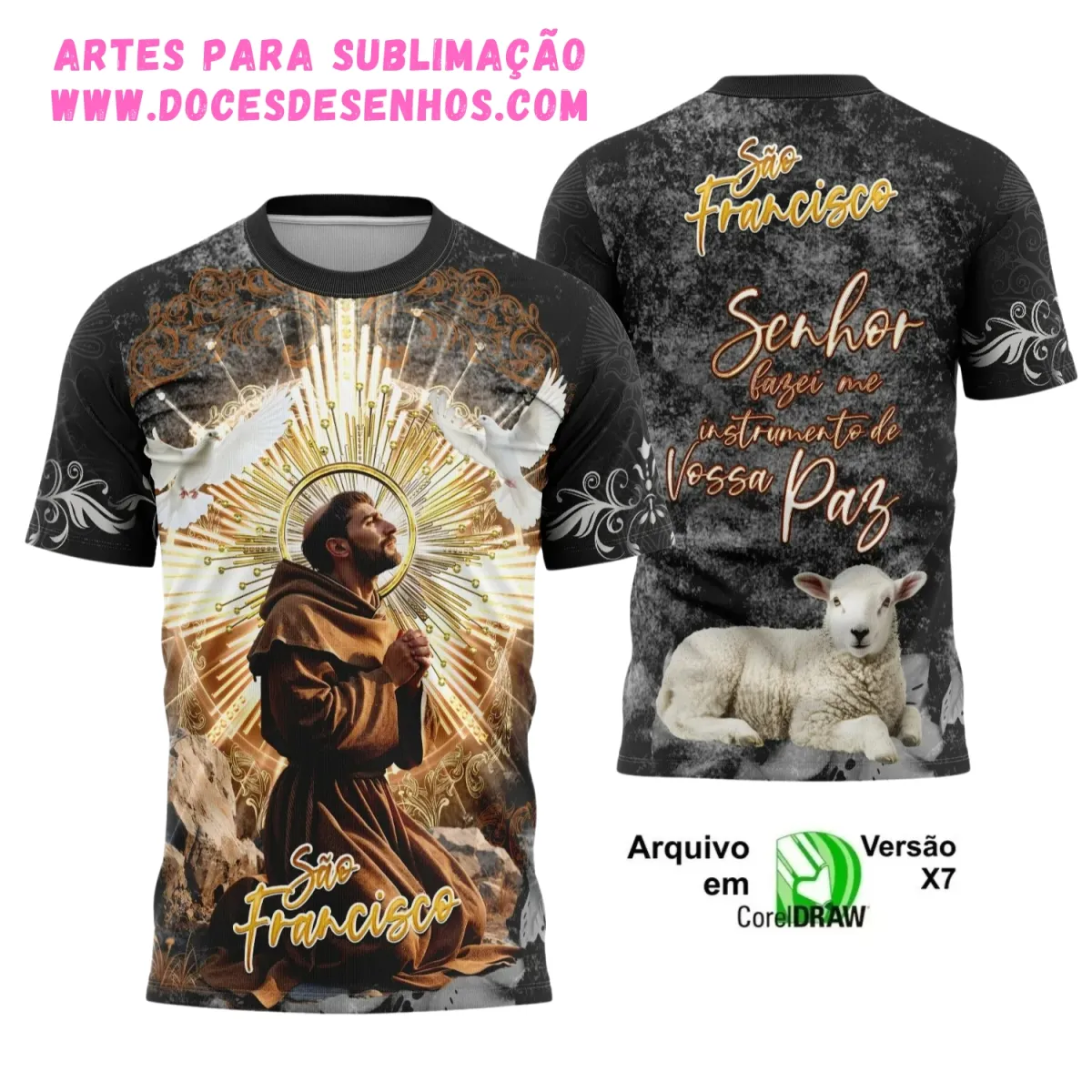 Estampa Camisa Religiosa São Francisco 2025 – Arte Digital Estampa Camisa Religiosa São Francisco 2025 – Arte Digital
