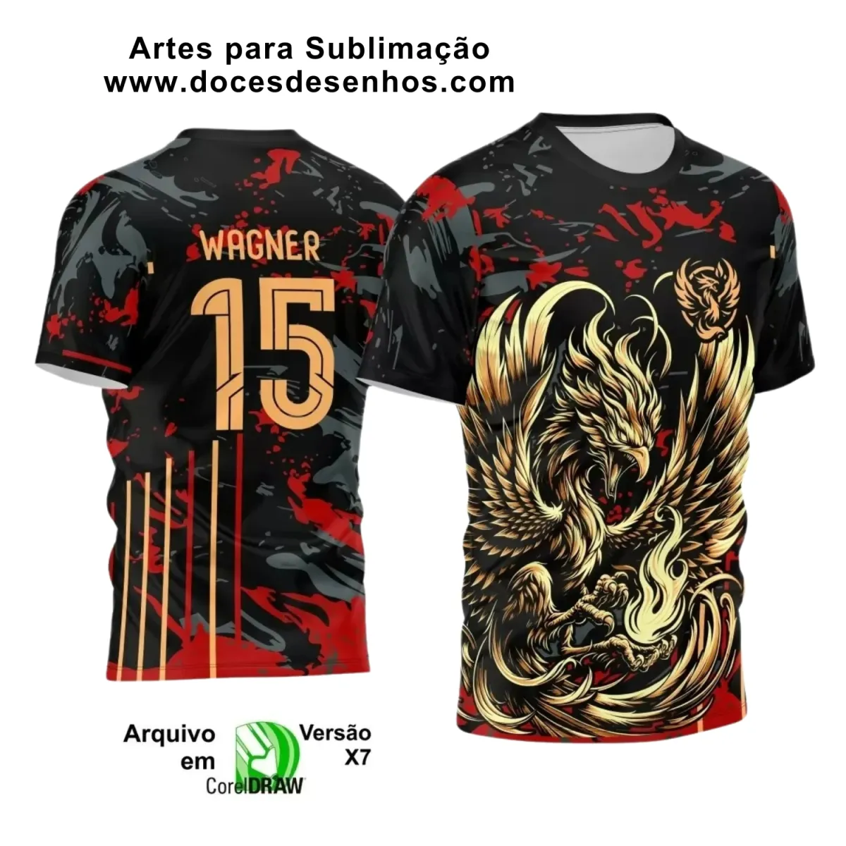 Estampa Camiseta Interclasse 2025 Fênix Dourada Estampa Camiseta Interclasse 2025 Fênix Dourada