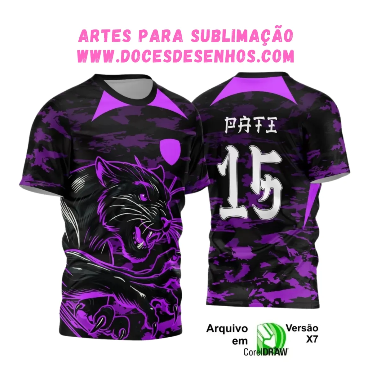 Interclasse: Camiseta Pantera Preta e Roxa Vetorizada Interclasse: Camiseta Pantera Preta e Roxa Vetorizada
