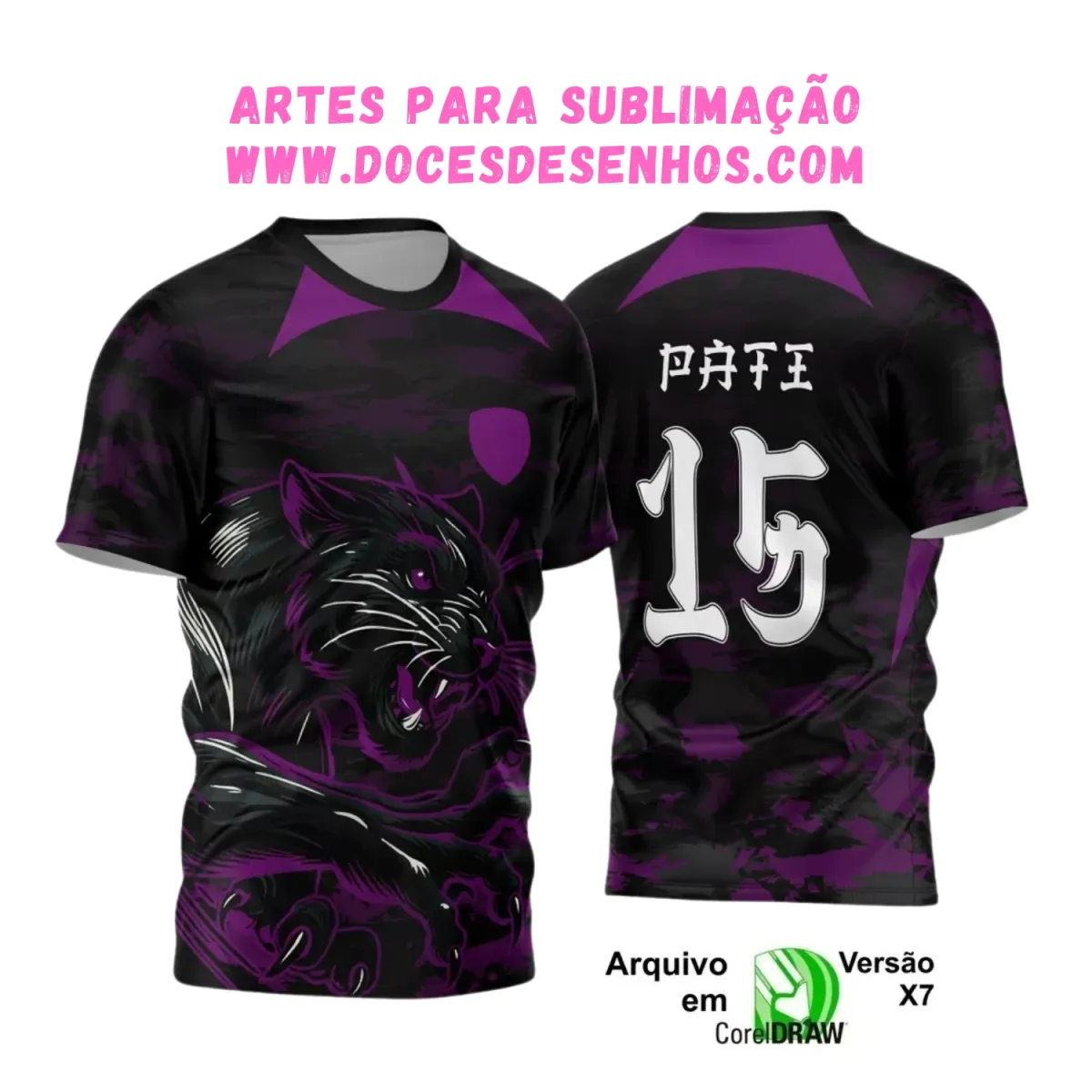 Interclasse: Camiseta Pantera Preta e Roxa Vetorizada Interclasse: Camiseta Pantera Preta e Roxa Vetorizada