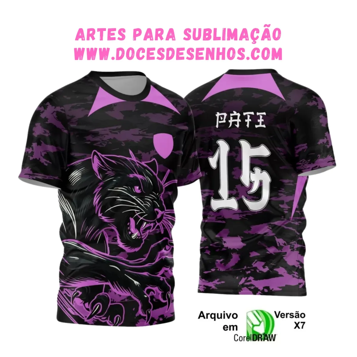Interclasse: Camiseta Pantera Preta e Roxa Vetorizada Interclasse: Camiseta Pantera Preta e Roxa Vetorizada