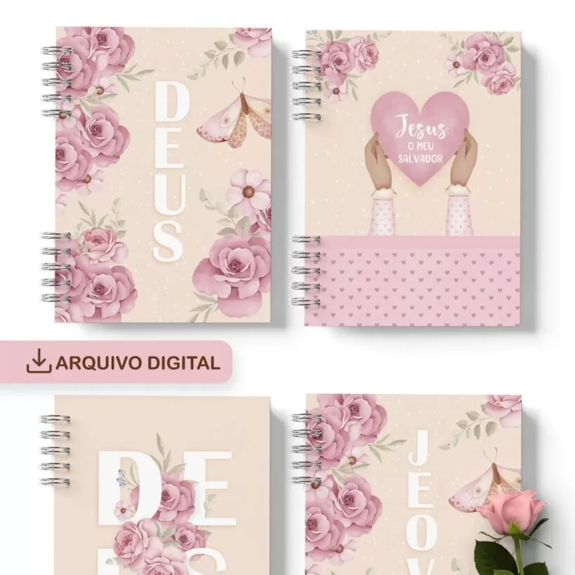 Kit 10 Capas e Miolo Decorado Coleção Jardim de Rosas Kit 10 Capas e Miolo Decorado Coleção Jardim de Rosas