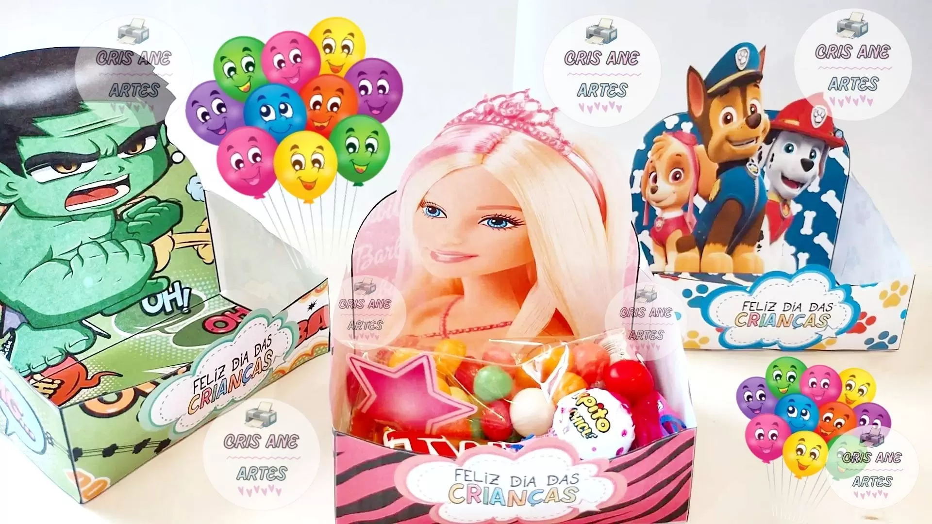 Kit Caixas Lembrancinhas – Dia das Crianças Personagens Kit Caixas Lembrancinhas – Dia das Crianças Personagens