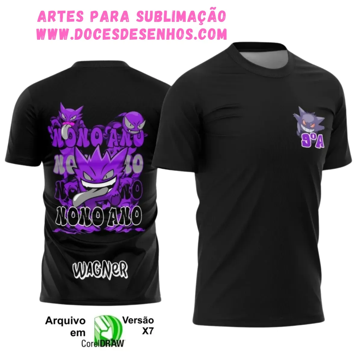 Nono Ano Gengar – Estampa Vetor para Camiseta Escolar Nono Ano Gengar – Estampa Vetor para Camiseta Escolar