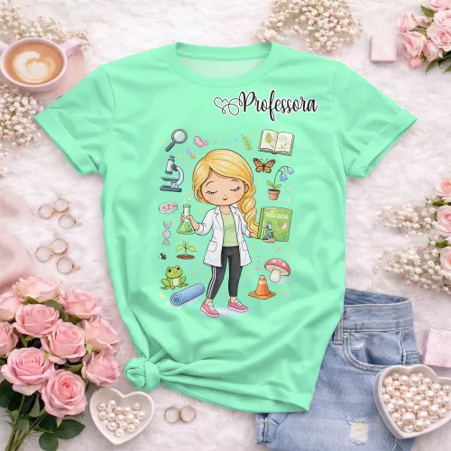 Arte pronta para camisa de professora de biologia estampa fofa formato CDR CorelDraw