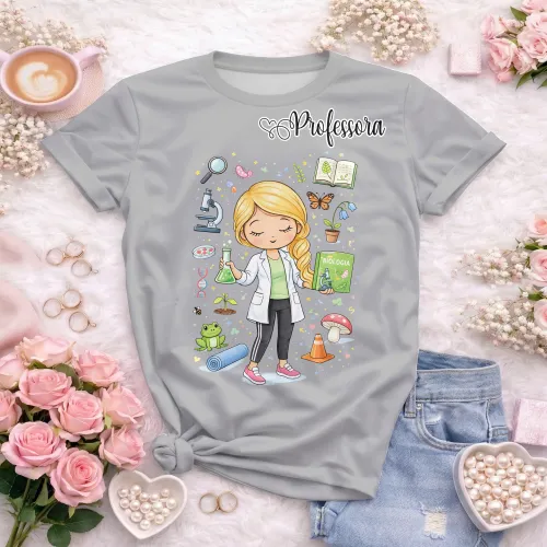 Arte pronta para camisa de professora de biologia estampa fofa formato CDR CorelDraw