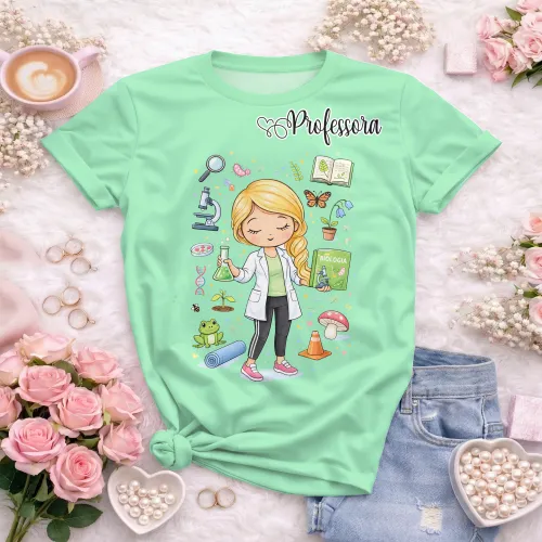 Arte pronta para camisa de professora de biologia estampa fofa formato CDR CorelDraw
