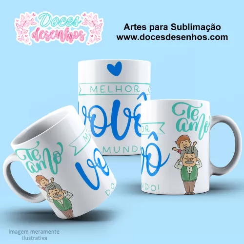  Arte Estampa Caneca Sublimação 2024 - Melhor Vovô do Mundo