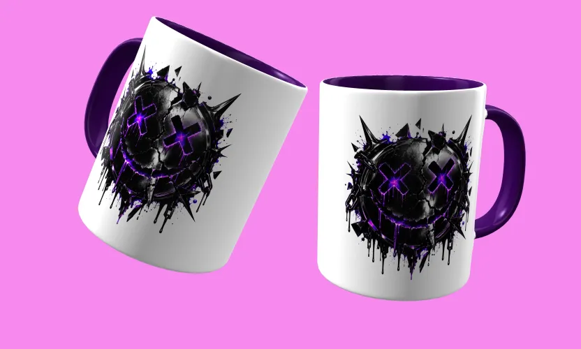 Caneca temática com arte Dark Beauty, criando presença e estilo marcantes em qualquer ocasião, perfeita para amantes do visual sombrio e sofisticado.