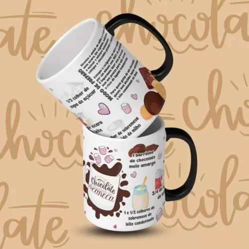 3 Estampas Canecas – Receita de Chocolate Quente