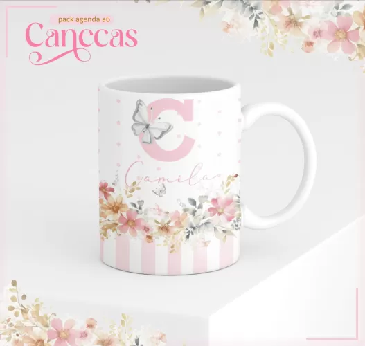 Agenda Permanente – A6 Floral Borboleta – Lina Criativa