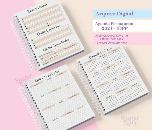 Agenda Permanente Boho 2024 (arquivo Digital) – Rafa Design