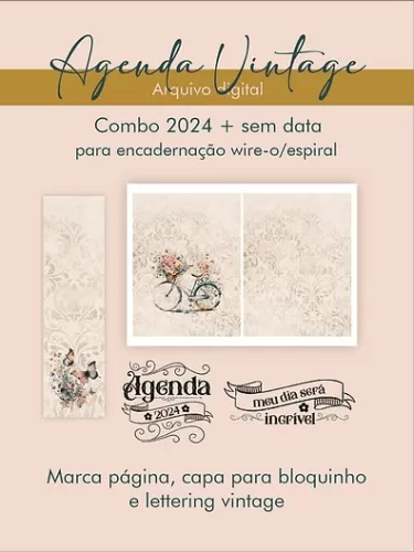 Agenda Vintage Combo 2024+sem data Perfeito Miolo