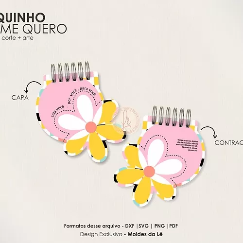 Arquivo De Corte Para Encadernação – Bloquinho Bem Me Quero – Moldes Da Lê
