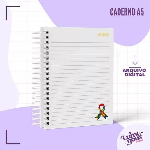 Arquivo Digital – Caderno Pautado A5 – Autismo – Luminous Paper