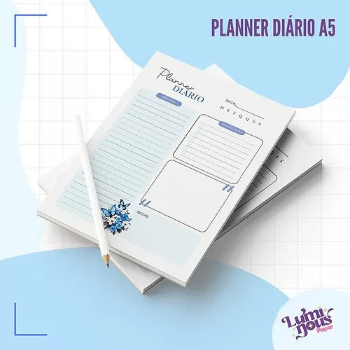 Arquivo Digital – Caderno Pautado A5 – Borboleta Azul – Luminous Paper