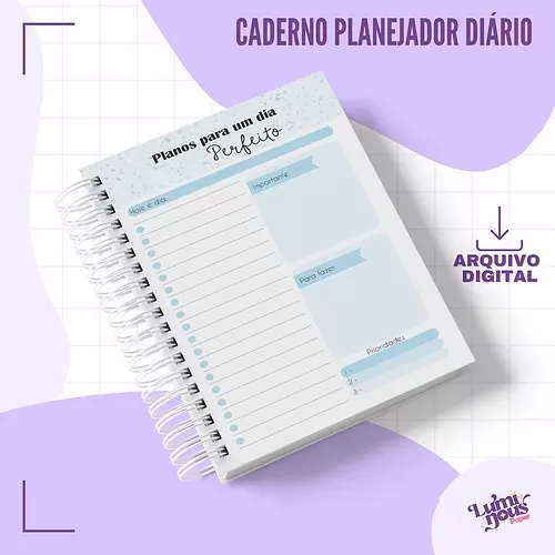 Arquivo Digital – Caderno Planejador Diário A5 – Luminous Paper (Arquivo Digital)