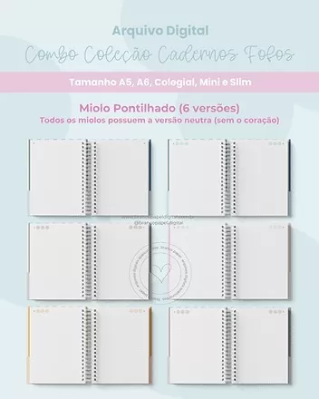 Arquivo Digital – Combo Coleção Cadernos Fofos – Branco De Papel
