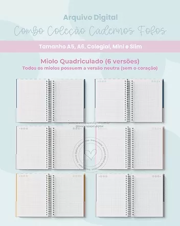 Arquivo Digital – Combo Coleção Cadernos Fofos – Branco De Papel