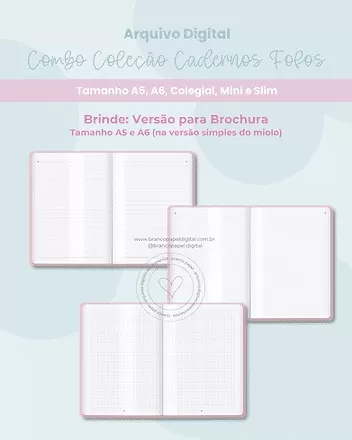 Arquivo Digital – Combo Coleção Cadernos Fofos – Branco De Papel