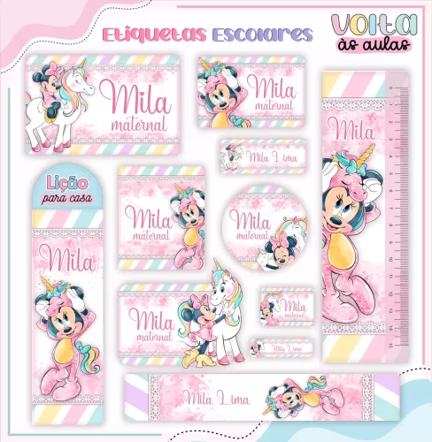 Arquivo Digital – Meninas | Minnie Unicórnio – Volta às Aulas 2024 – Lina Criativa