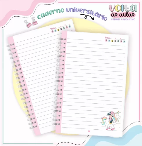 Arquivo Digital – Meninas | Minnie Unicórnio – Volta às Aulas 2024 – Lina Criativa