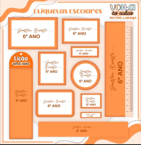Arquivo Digital – Meninos | Neutro Laranja – Volta às Aulas 2024 – Lina Criativa