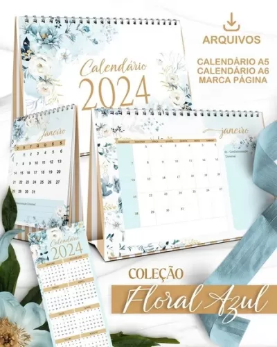 Arquivo Kit Calendários 2024 Coleção Floral Azul – Bicho Papel
