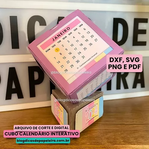 Arquivo de Corte – Cubo Calendário Interativo 2024 – Dicas De Papelaria