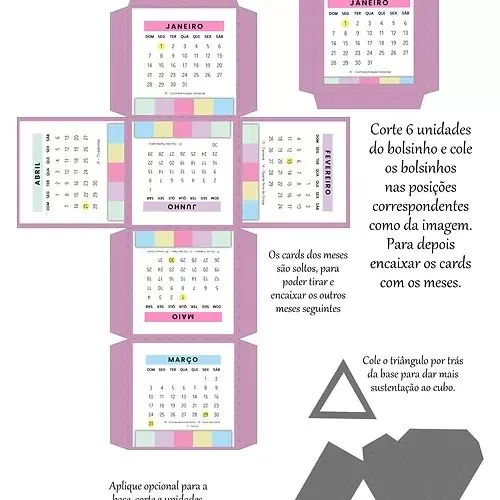 Arquivo de Corte – Cubo Calendário Interativo 2024 – Dicas De Papelaria