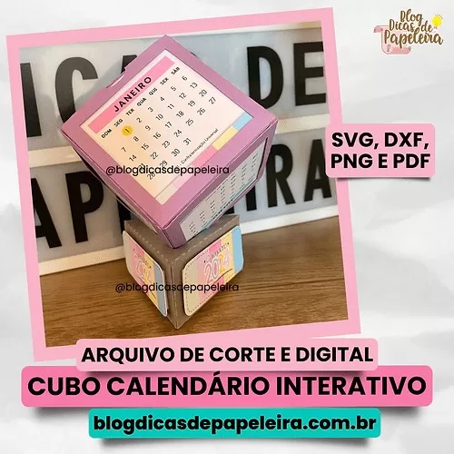 Arquivo de Corte – Cubo Calendário Interativo 2024 – Dicas De Papelaria