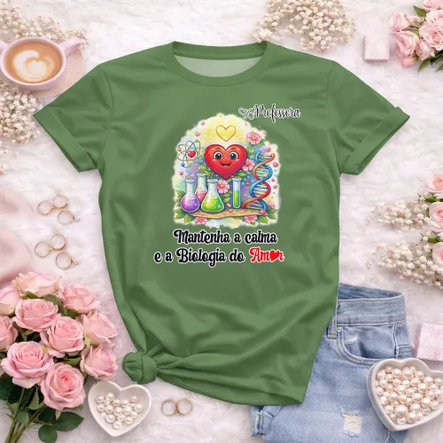 Arte pronta para camisa professora de biologia do amor formato CDR CorelDraw com varias cores
