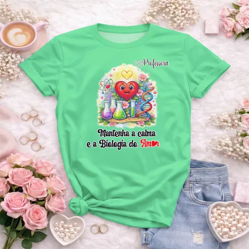 Arte pronta para camisa professora de biologia do amor formato CDR CorelDraw com varias cores