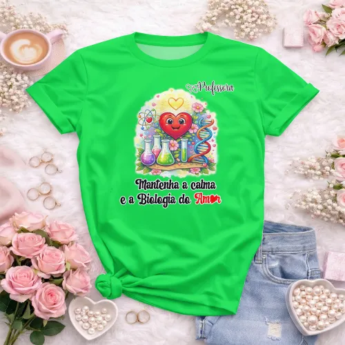 Arte pronta para camisa professora de biologia do amor formato CDR CorelDraw com varias cores