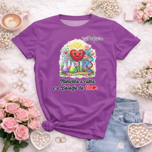 Arte pronta para camisa professora de biologia do amor formato CDR CorelDraw com varias cores