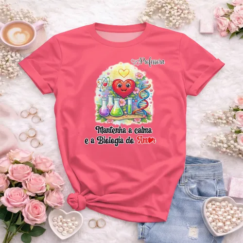 Arte pronta para camisa professora de biologia do amor formato CDR CorelDraw com varias cores