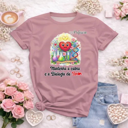 Arte pronta para camisa professora de biologia do amor formato CDR CorelDraw com varias cores
