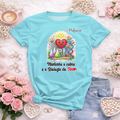 Arte pronta para camisa professora de biologia do amor formato CDR CorelDraw com varias cores