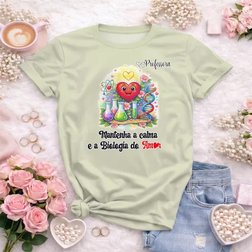 Arte pronta para camisa professora de biologia do amor formato CDR CorelDraw com varias cores