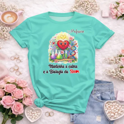 Arte pronta para camisa professora de biologia do amor formato CDR CorelDraw com varias cores