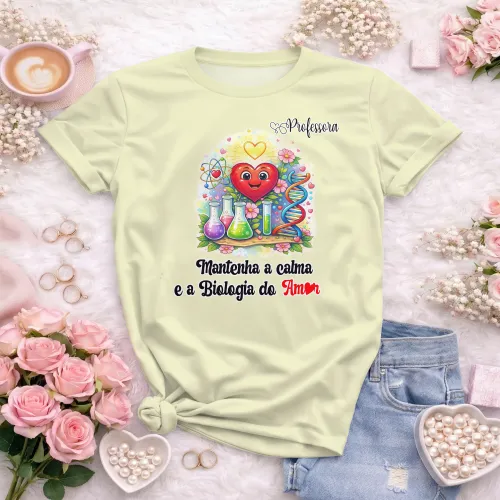 Arte pronta para camisa professora de biologia do amor formato CDR CorelDraw com varias cores