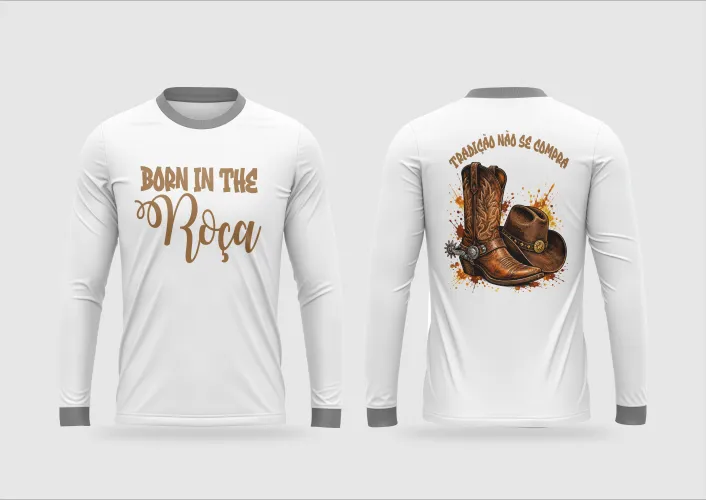 Arte pronta para camisa country tradicao nao se compra bota chapeu formato CDR CorelDraw com varias cores