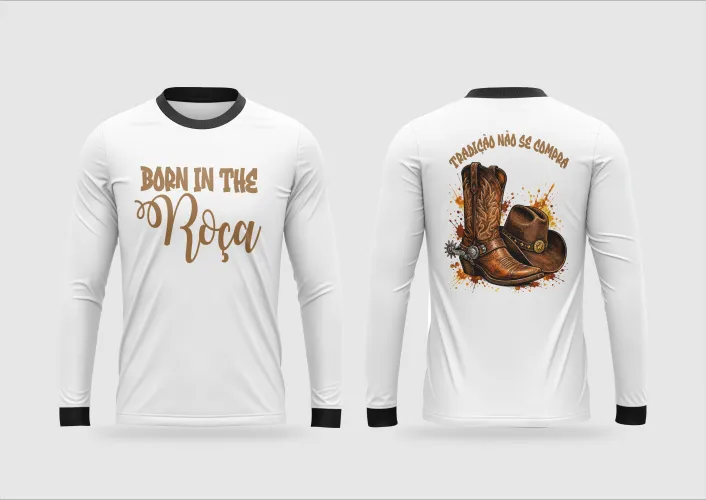 Arte pronta para camisa country tradicao nao se compra bota chapeu formato CDR CorelDraw com varias cores