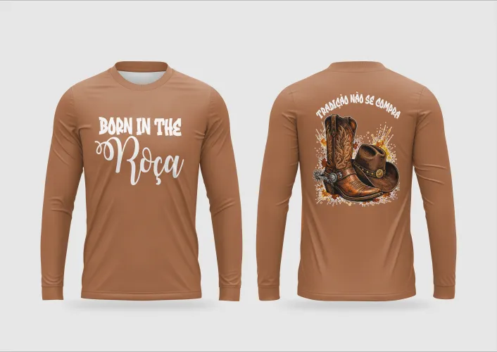 Arte pronta para camisa country tradicao nao se compra bota chapeu formato CDR CorelDraw com varias cores