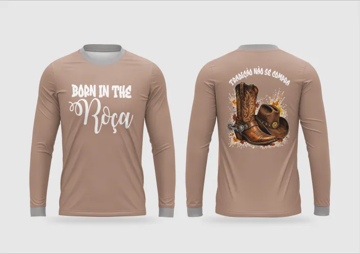 Arte pronta para camisa country tradicao nao se compra bota chapeu formato CDR CorelDraw com varias cores