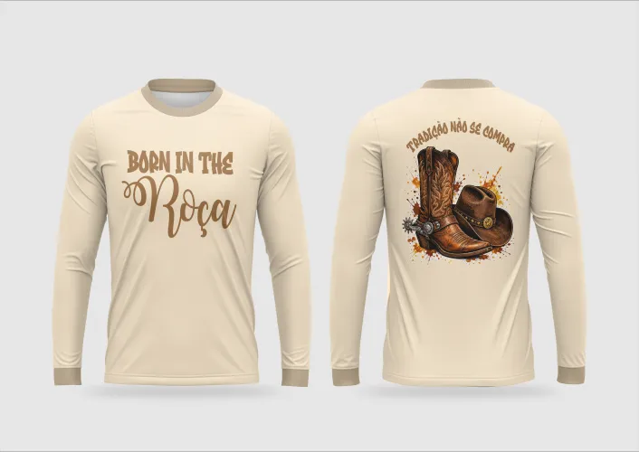 Arte pronta para camisa country tradicao nao se compra bota chapeu formato CDR CorelDraw com varias cores