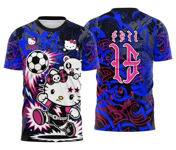 Arte pronta para camisa interclasse hello kitty punk rebelde formato CDR CorelDraw com varias cores