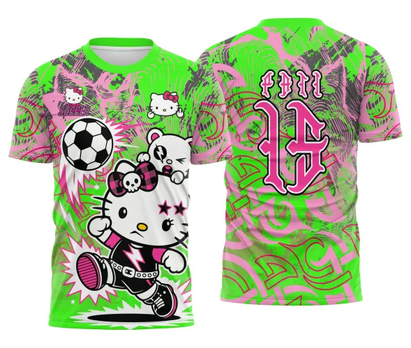 Arte pronta para camisa interclasse hello kitty punk rebelde formato CDR CorelDraw com varias cores
